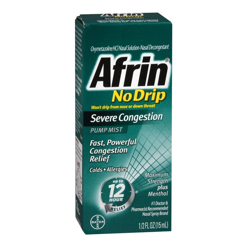 Afrin No Drip Severe Congestion Oxymetazoline HCl Nasal Pump Mist 15 ML
