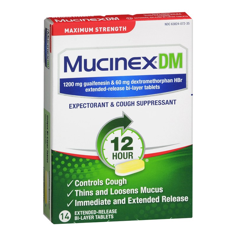 Mucinex DM Expectorant & Cough Suppressant 12 Hour Extended-Release Bi-Layer Tablets Maximum Strength 14 EA