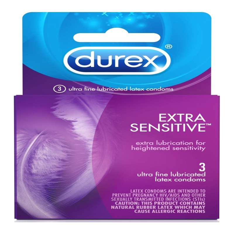 Durex Extra Sensitive Thin Latex Condoms Regular Fit 3 EA