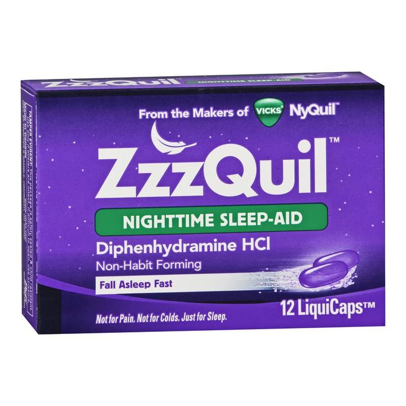 Vicks ZzzQuil Diphenhydramine HCl Nighttime Sleep-Aid LiquiCaps 12 EA