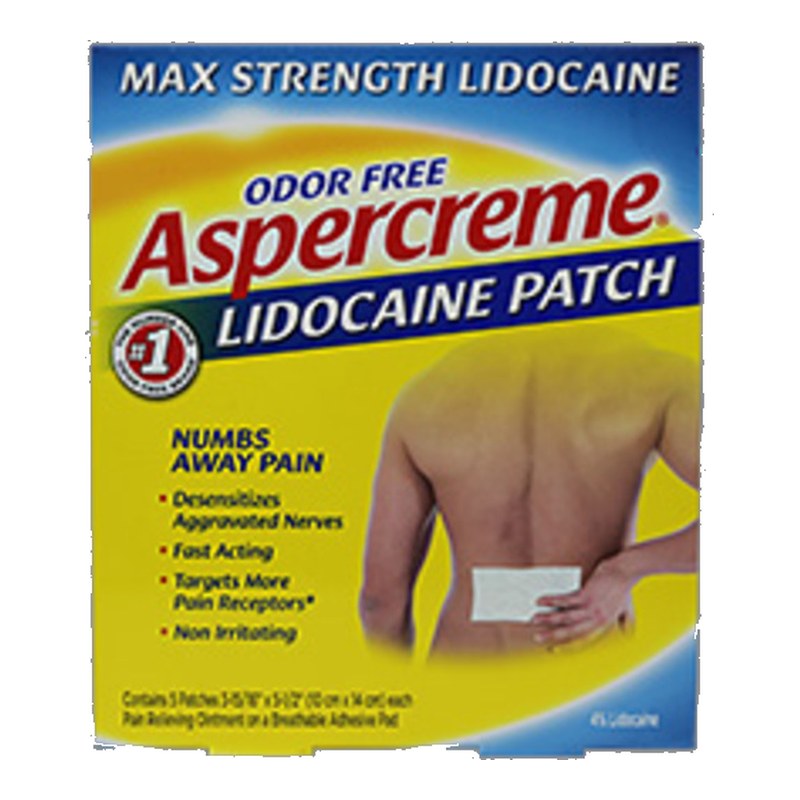 Aspercreme 4% Lidocaine Pain Relief Patches Max Strength Fragrance-Free 5 EA