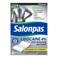 Salonpas Lidocaine 4% Pain Relieving Gel-Patches Maximum Strength 6 EA