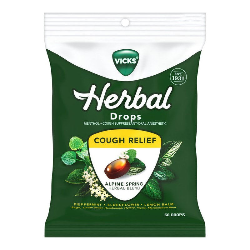 VICKS HERBAL CGH RLF ALP SPRING DRP 50CT