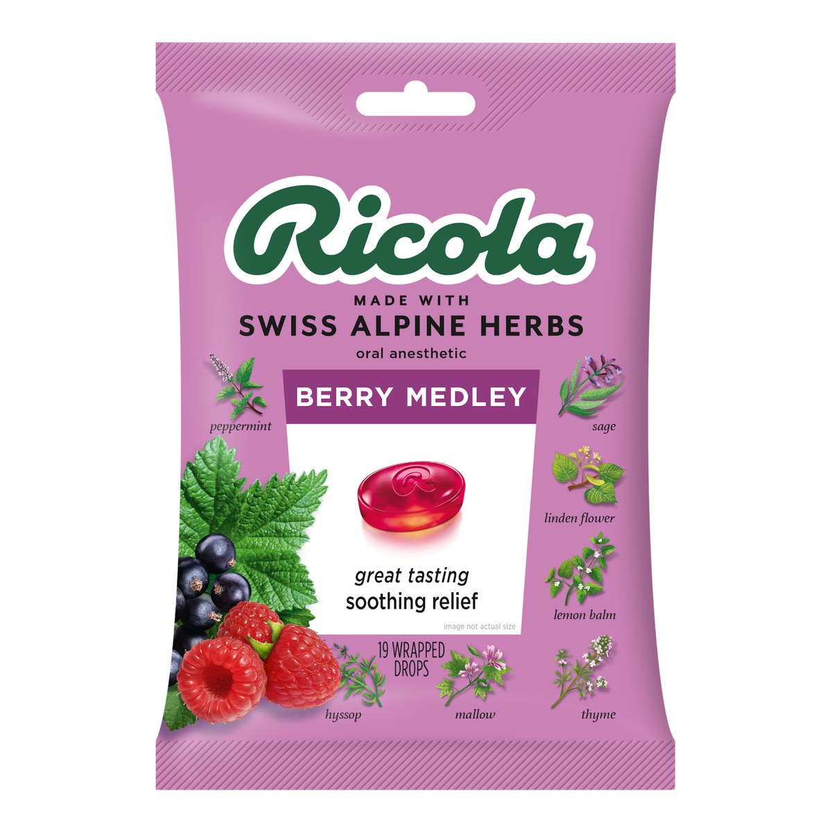 Ricola Berry Medley Throat Drops, 19 Drops
