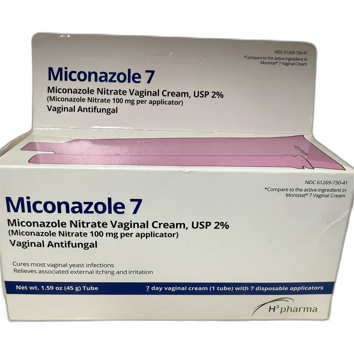 Miconazole 7 Vaginal Antifungal Cream, Miconazole Nitrate 2%, 45 g Tube + 7 Applicators