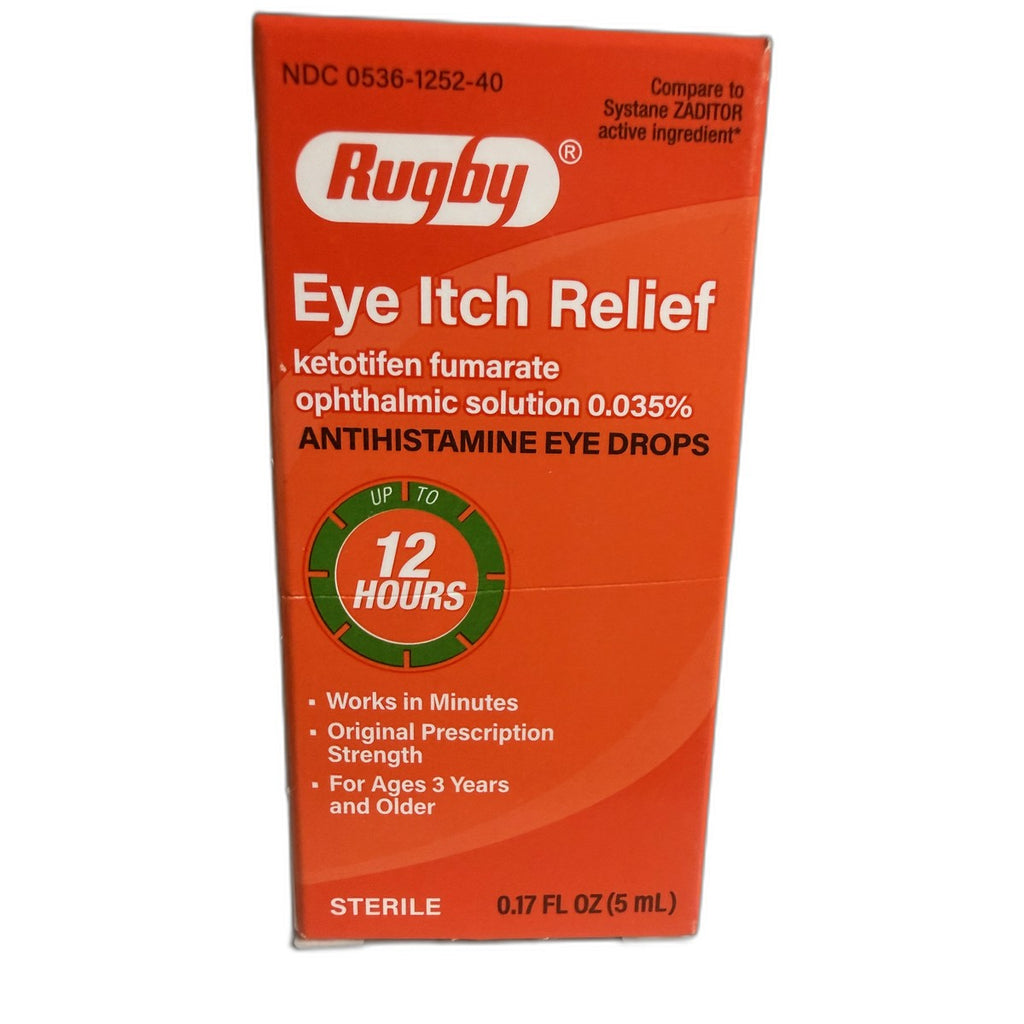 Rugby Eye Itch Relief, Ketotifen Antihistamine Eye Drops 0.025%, 0.17 fl oz (5 mL)