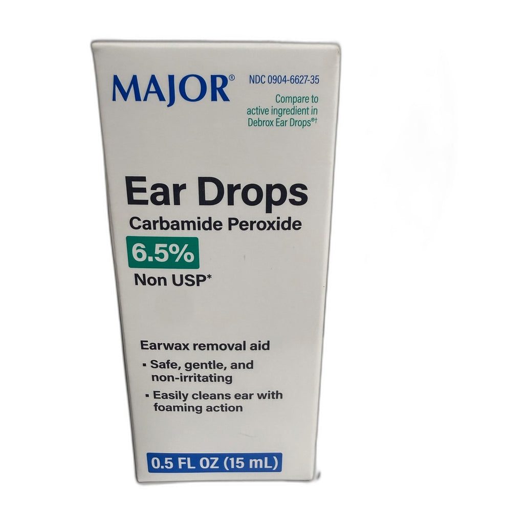 Major Ear Drops, Carbamide Peroxide 6.5%, Earwax Removal Aid, 0.5 fl oz (15 mL)
