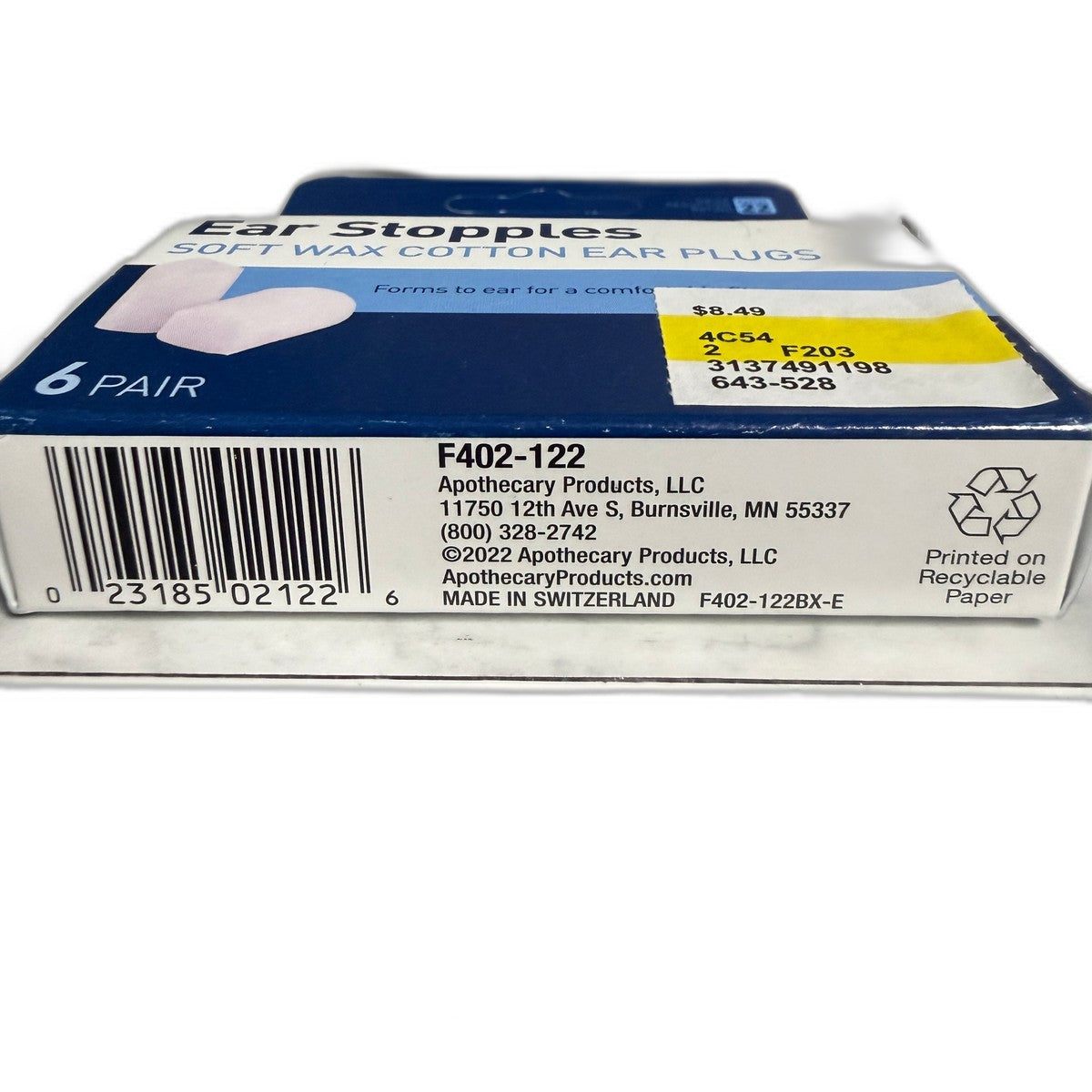 Flents PROTECHS Ear Stopples Soft Wax Cotton Ear Plugs, NRR 22, 6 Pair
