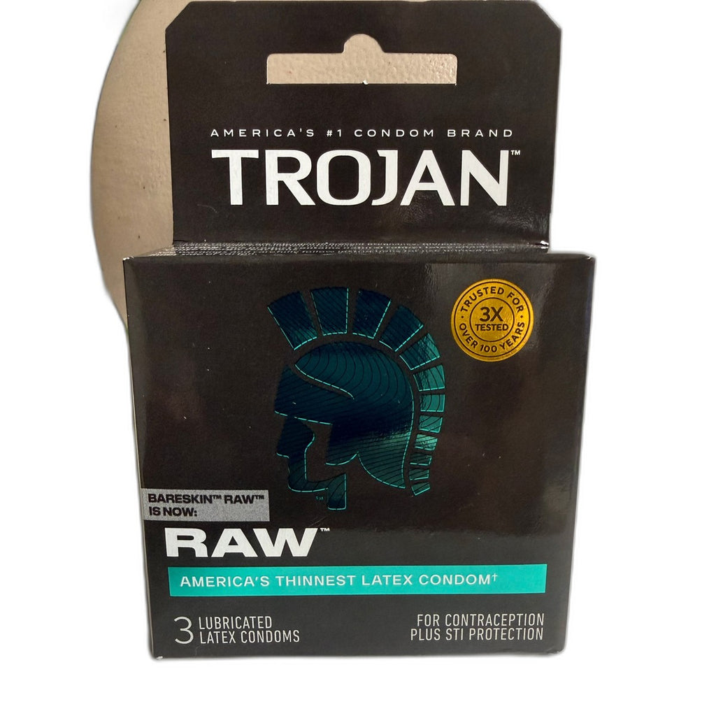 Trojan Raw Lubricated Condoms, America's Thinnest Latex Condom, 3 Count
