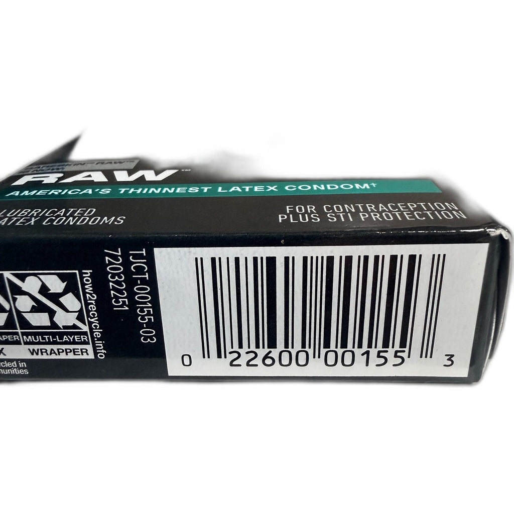 Trojan Raw Lubricated Condoms, America's Thinnest Latex Condom, 3 Count