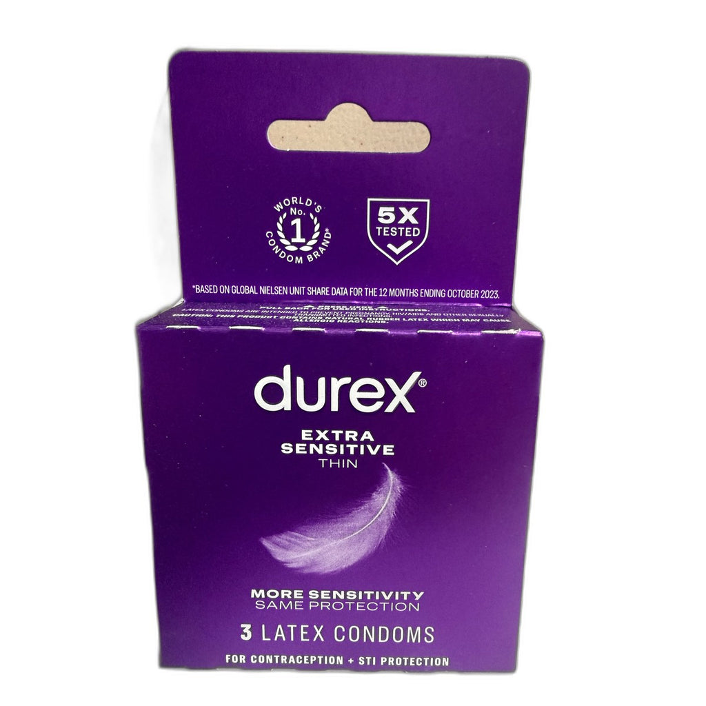 Durex Extra Sensitive Thin Lubricated Condoms, 3 Count