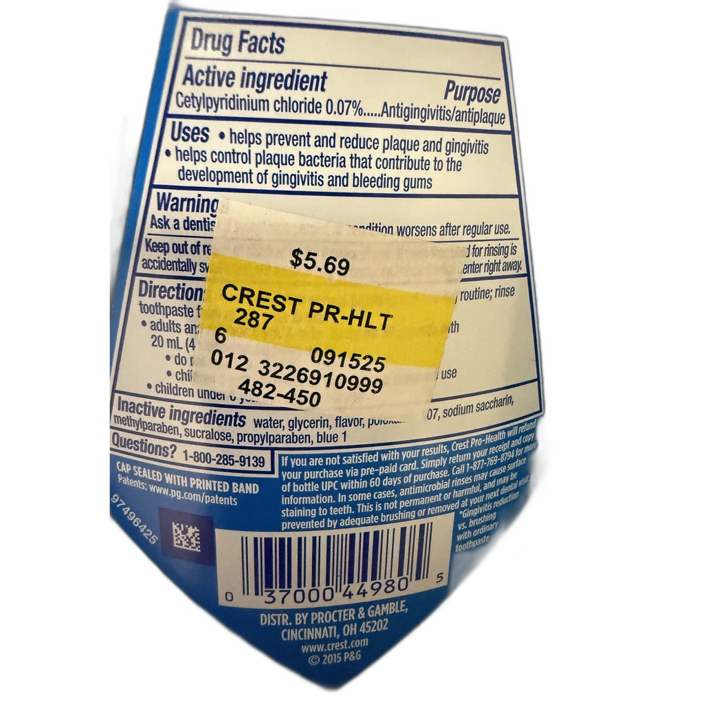 Crest Pro-Health Clean Mint Alcohol-Free Oral Rinse, 250 mL (8.4 fl oz)