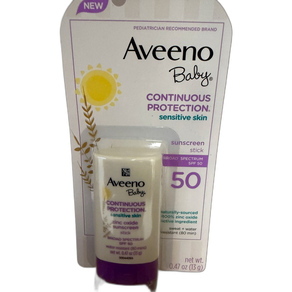 Aveeno Baby Continuous Protection Sensitive Skin Zinc Oxide Sunscreen Stick, SPF 50, 0.47 oz (13 g)