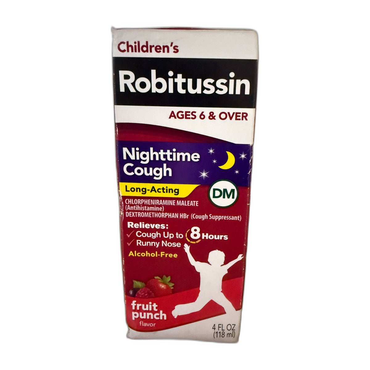 Children's Robitussin Nighttime Cough Long-Acting DM, Fruit Punch, 4 fl oz (118 mL)