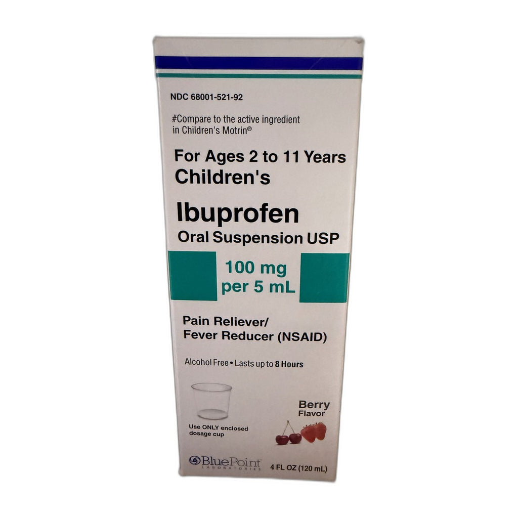 BluePoint Children's Ibuprofen Oral Suspension, 100 mg/5 mL, Berry, 4 fl oz (120 mL)