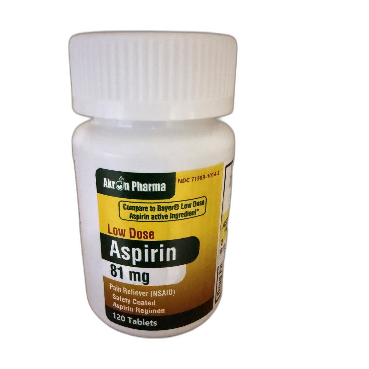 Akron Pharma Low Dose Aspirin 81 mg, Safety Coated, 120 Tablets