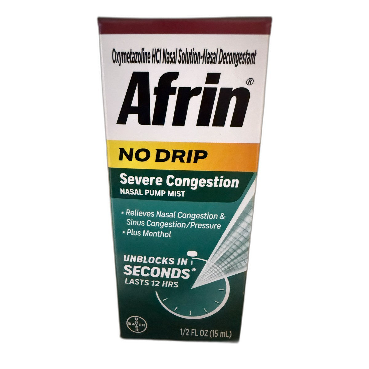 Afrin No Drip Severe Congestion Nasal Pump Mist, Plus Menthol, 1/2 fl oz (15 mL)