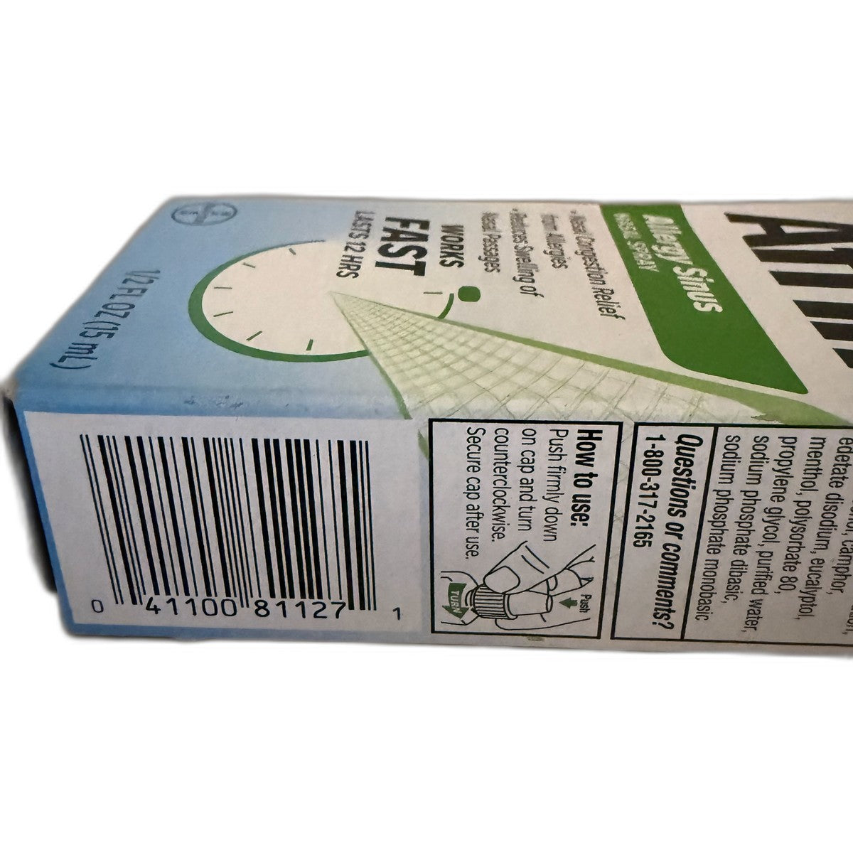 Afrin Allergy Sinus Nasal Spray, Oxymetazoline HCl, 1/2 fl oz (15 mL)