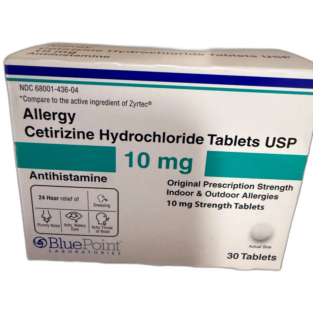 BluePoint Allergy Cetirizine Hydrochloride Tablets USP 10 mg, 30 Tablets