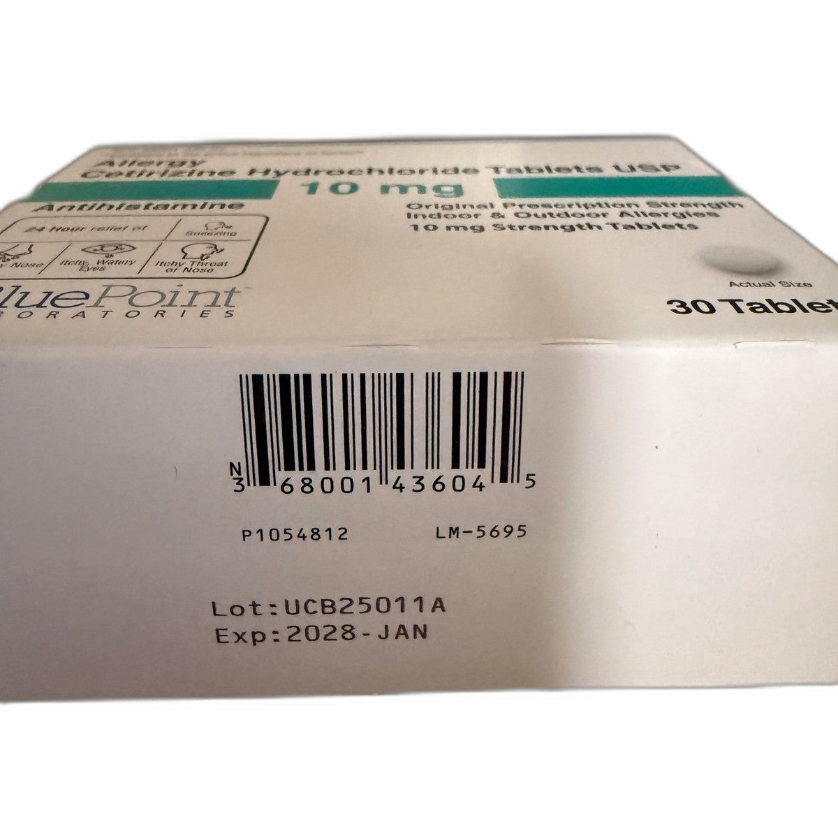 BluePoint Allergy Cetirizine Hydrochloride Tablets USP 10 mg, 30 Tablets