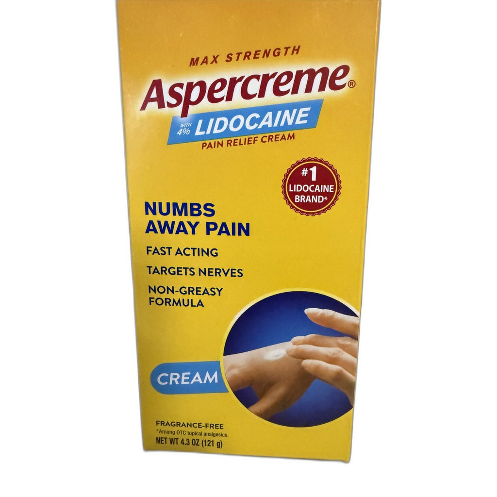 Aspercreme with 4% Lidocaine Pain Relief Cream, Max Strength, Fragrance-Free, 4.3 oz (121 g)