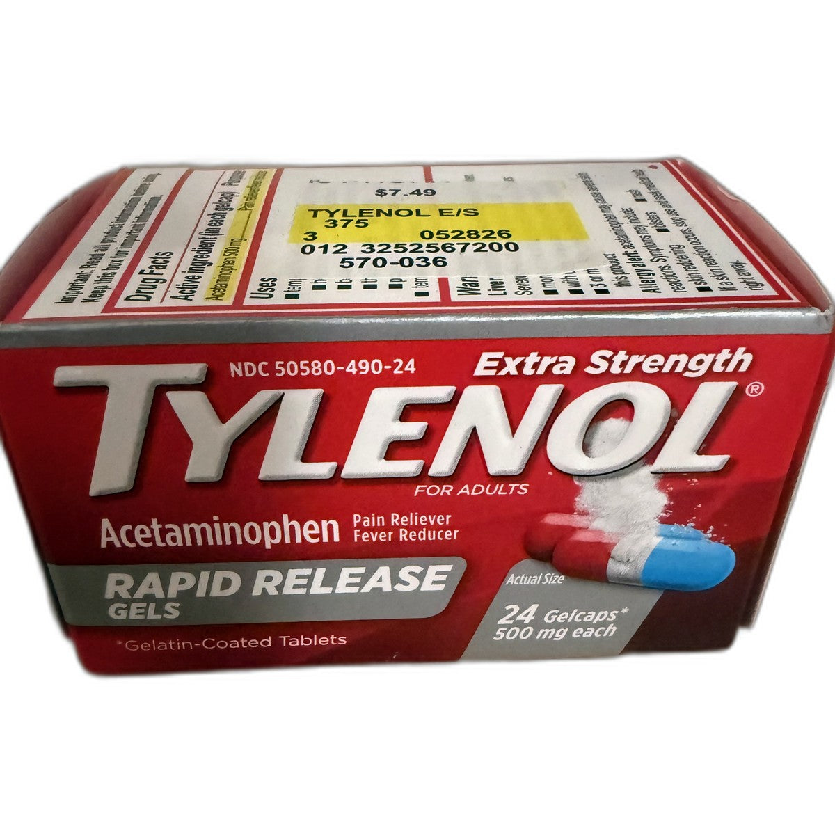 Tylenol Extra Strength Rapid Release Gels, Acetaminophen 500 mg, 24 Gelcaps
