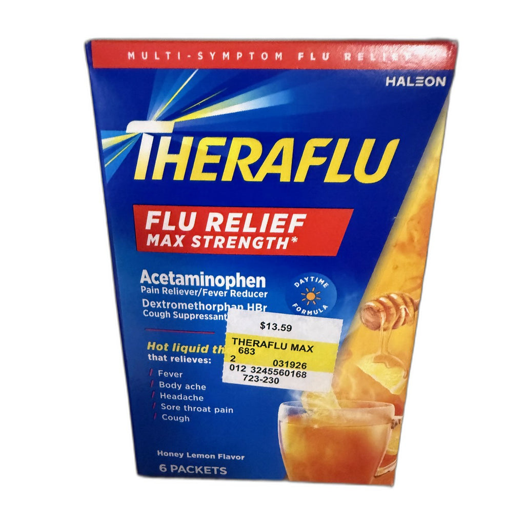 Theraflu Flu Relief Max Strength Daytime, Honey Lemon, 6 Packets