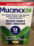 Mucinex DM Maximum Strength 12-Hour, Dextromethorphan 60 mg / Guaifenesin 1200 mg, 14 Tablets